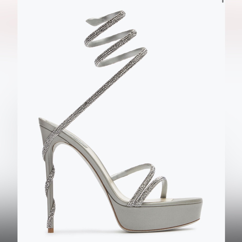 Elegant Silver Strappy Heels